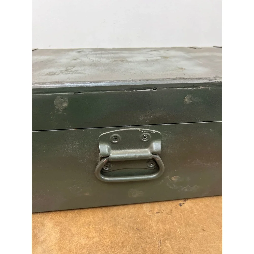 Vintage Military Wooden Chest Case OD Green Trunk Locking Tool Box Storage US